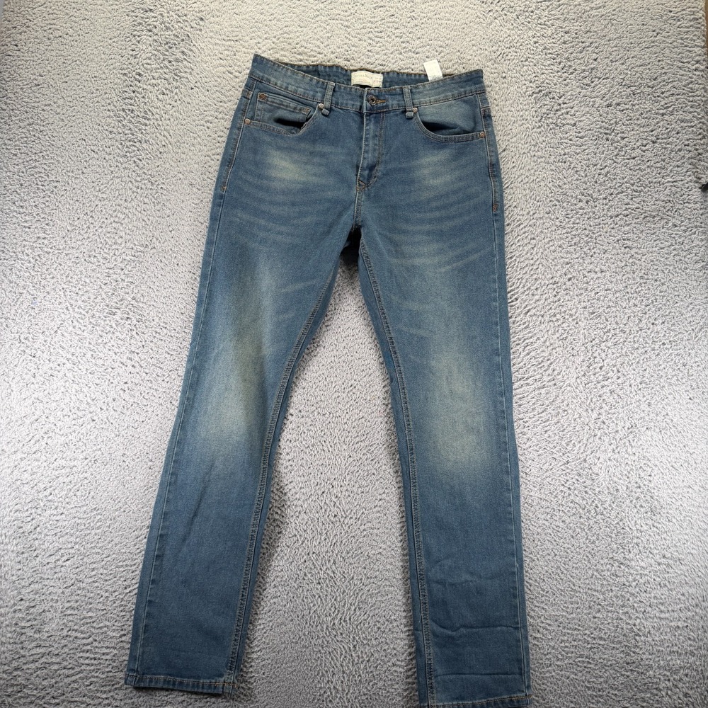 Smith & Mills Jeans Men's 34x32‎ Blue Cotton Denim Straight Leg Faded Workwear
